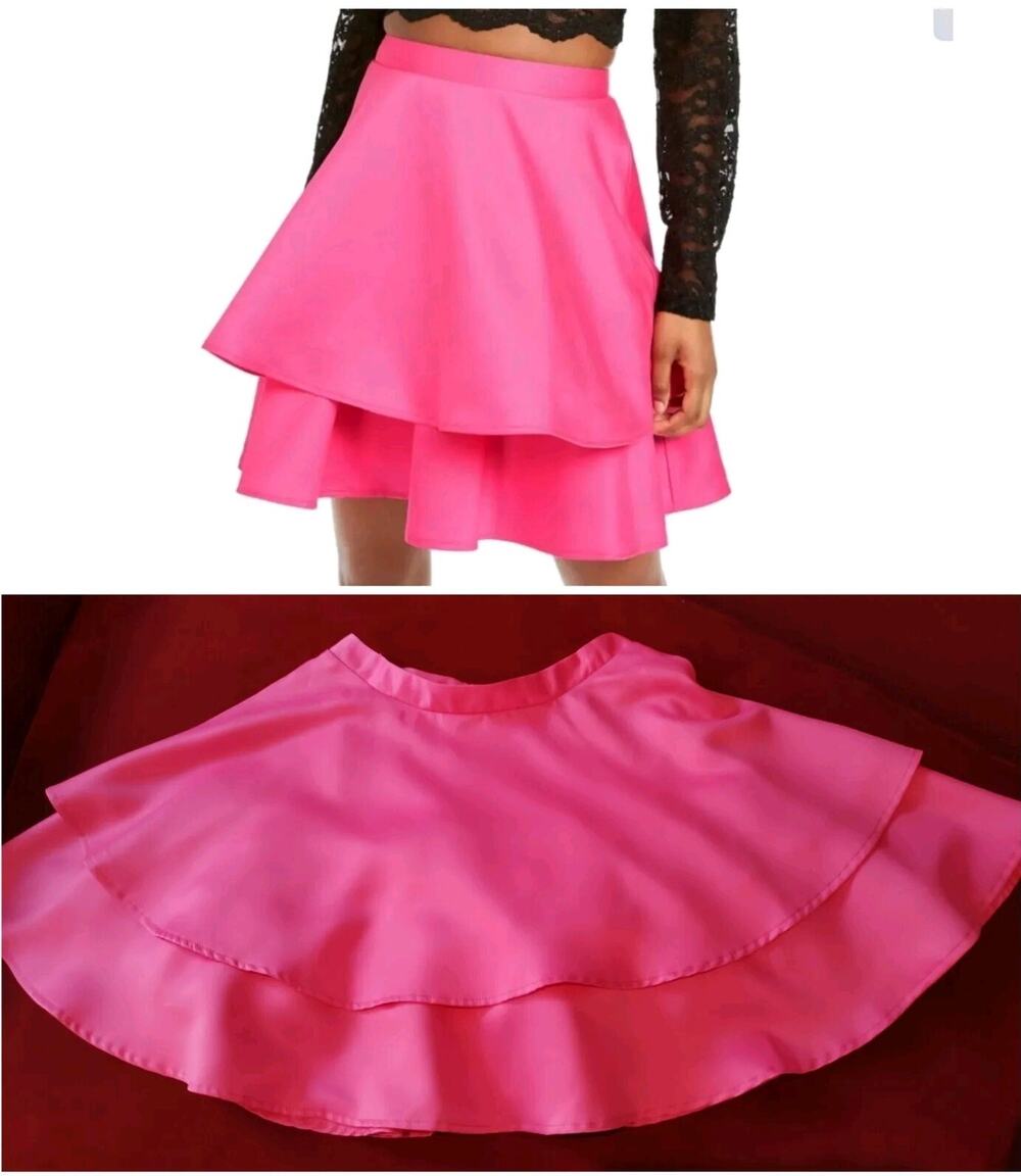 Rose Pink Cute CITY STUDIO Zippered Mini Ruffled Skirt Juniors 7